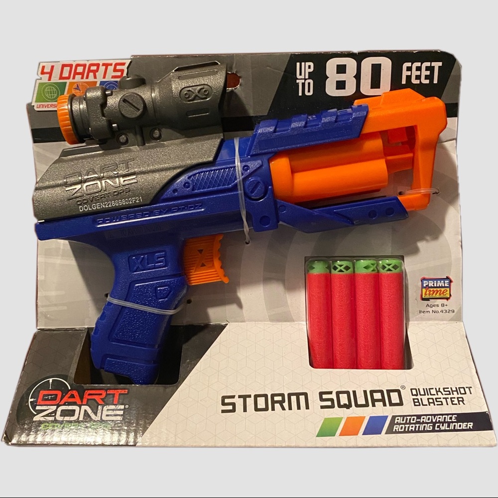 Dart Zone Storm Squad Quickshot Blaster Auto-Advance Rotating Cylinder w/ 4 Dart
